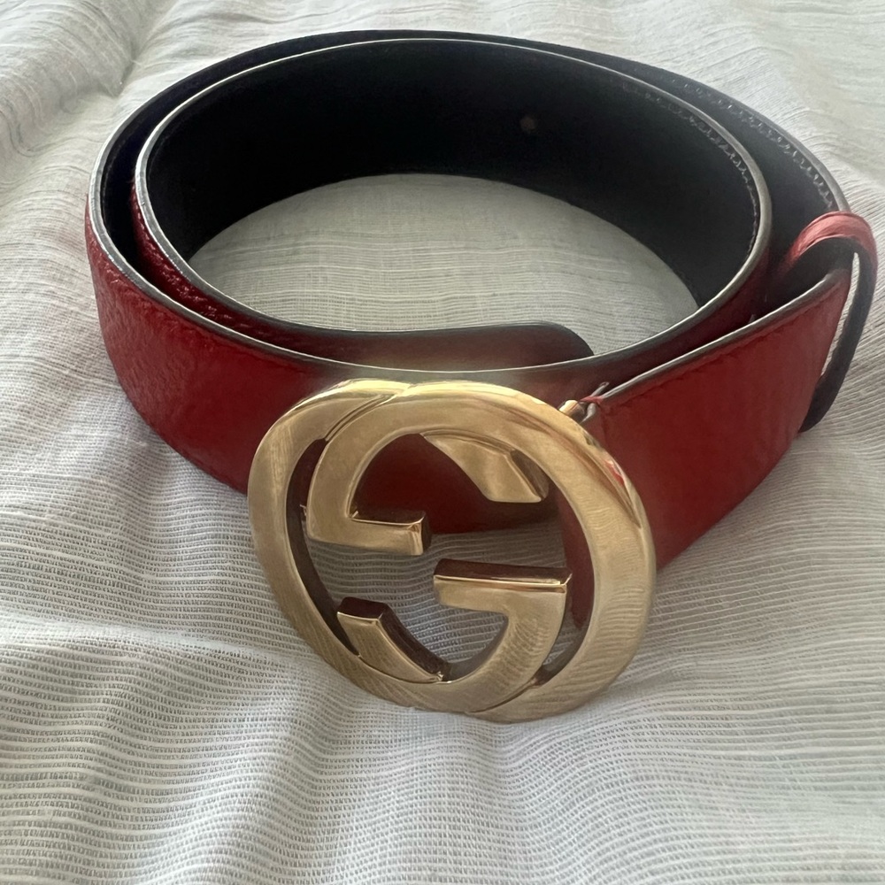 Gucci Red Leather Belt